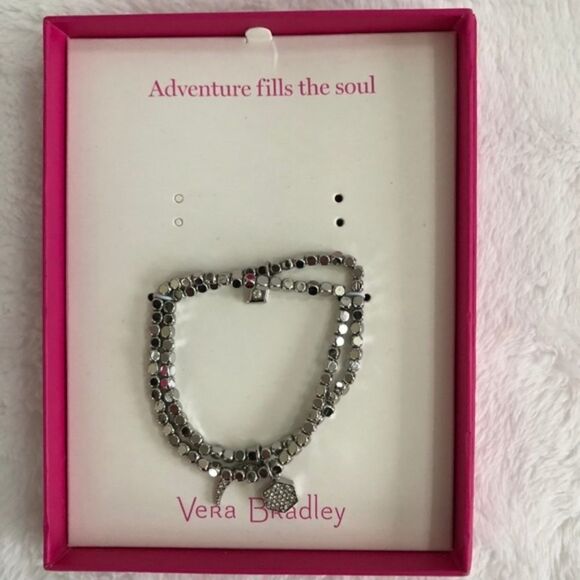 Vera Bradley Bracelet Silver “Adventure” Stretch Bling NIB - Picture 1 of 4